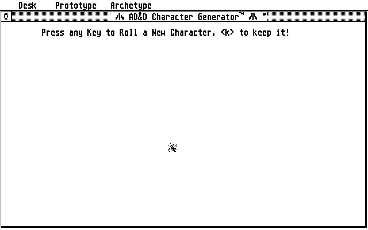Advanced Dungeons and Dragons Character Generator atari screenshot